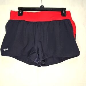 Speedo Womens Size Medium Red And Black  Athletic Workout Exercise Shorts